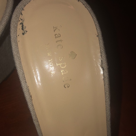 Prwnd KATE SPADE Women's Beige Linen Open Toe10 Wedge Sandals Sz10 - Picture 4 of 9